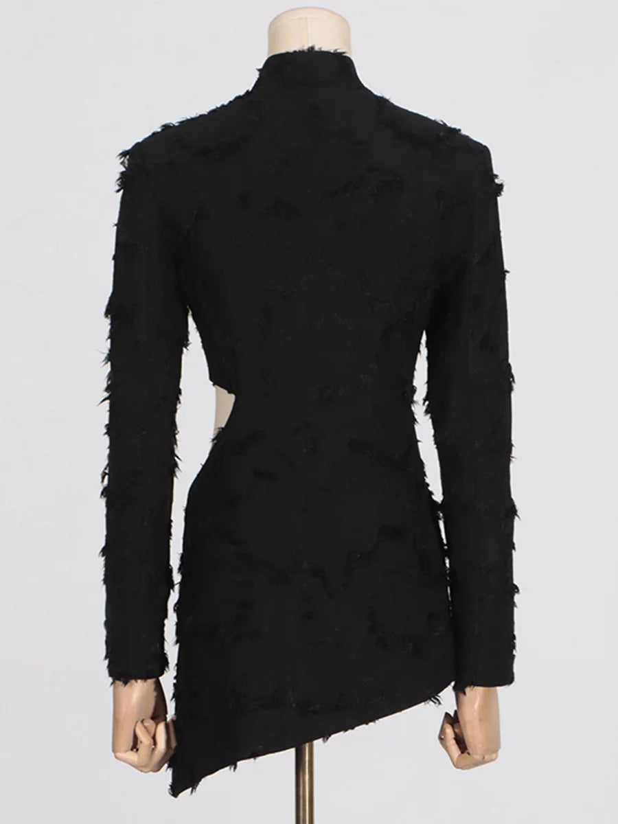 V-neck waist exposed long sleeved small suit for women