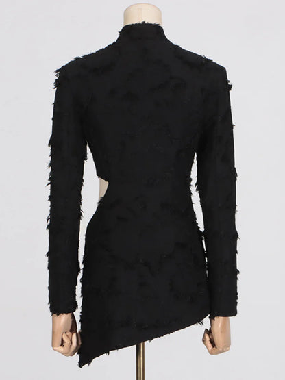 V-neck waist exposed long sleeved small suit for women