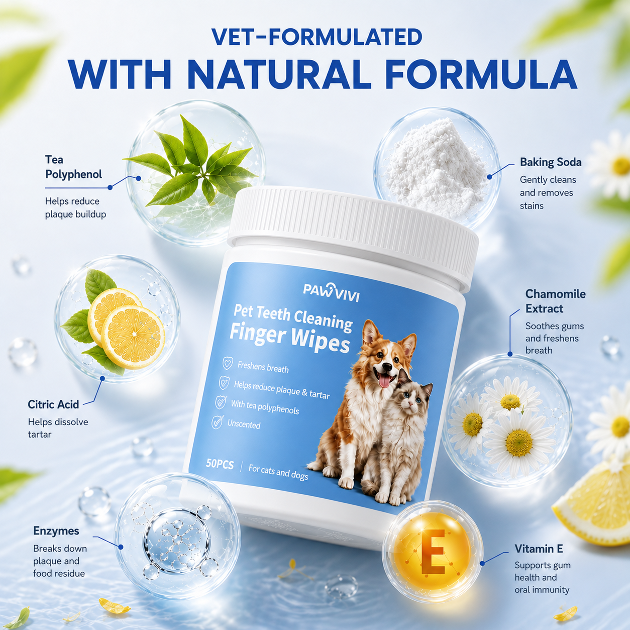 PAWVIVI Dog & Cat Teeth Cleaning Finger Wipes