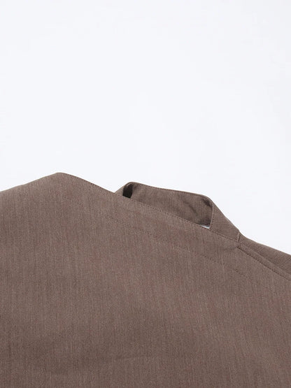 Solid Spliced Button Chic Irregular Short Coats For Women Turtleneck Long Sleeve Asymmetrical Jacket Female Fashion