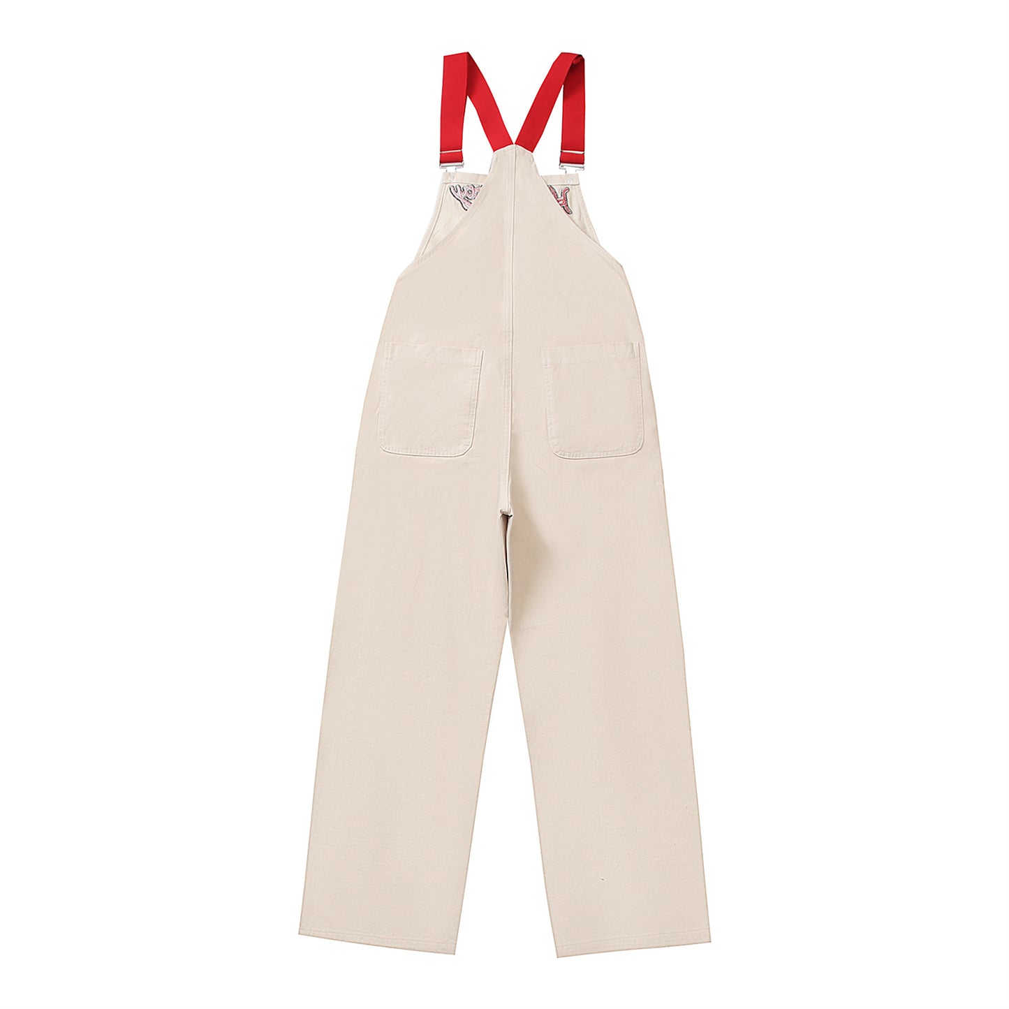 Retro Color Block Cute Cartoon Embroidery Overalls Unisex Loose Casual Straight Leg Wide Leg Jumpsuit Trendy