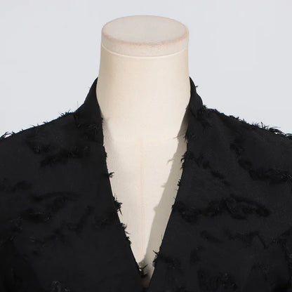 V-neck waist exposed long sleeved small suit for women