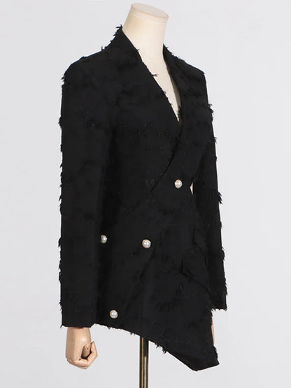 V-neck waist exposed long sleeved small suit for women