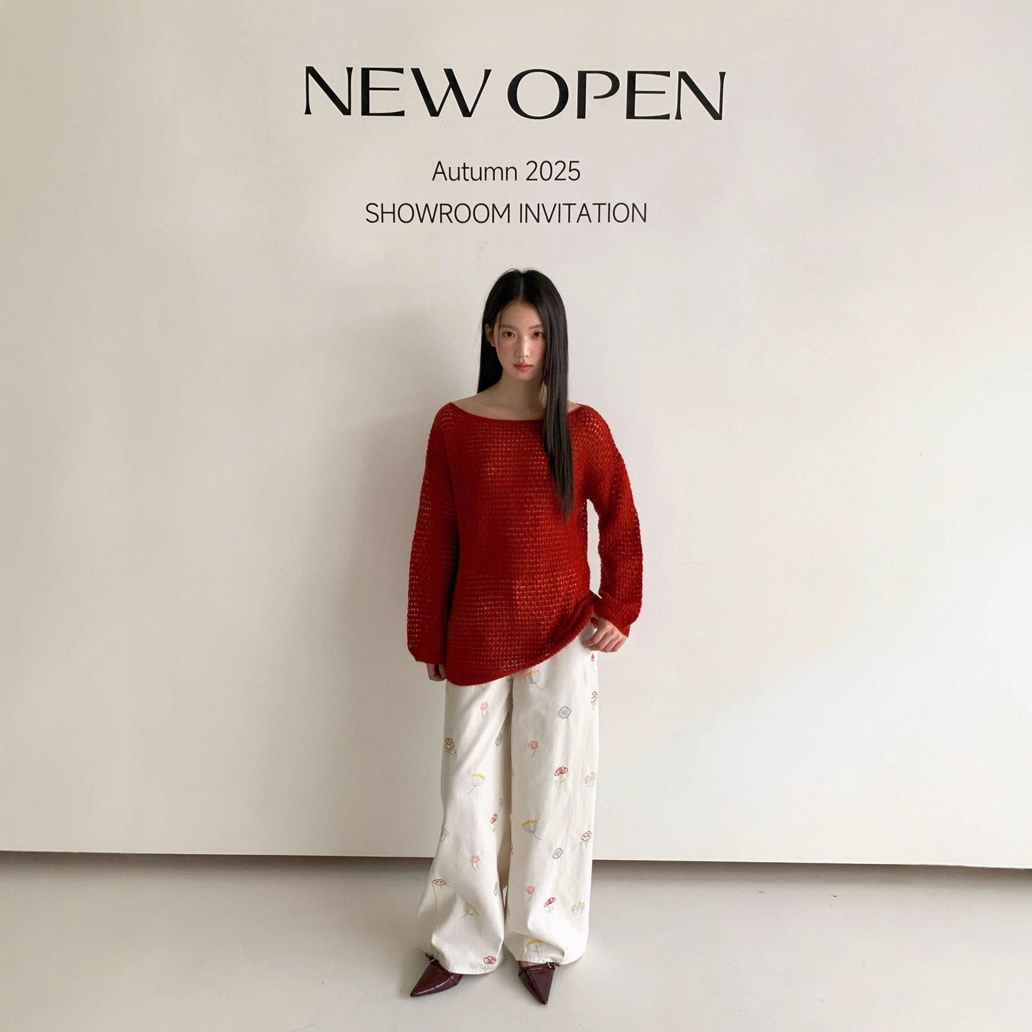 Sweet and Lovely Embroidered White Straight Loose Denim Pants for Women